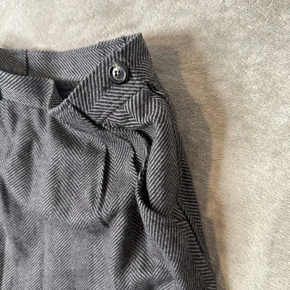 Vintage Yves Saint Laurent Variation Wool Herringbone Midi Skirt Gray Size 40 - Picture 6 of 10